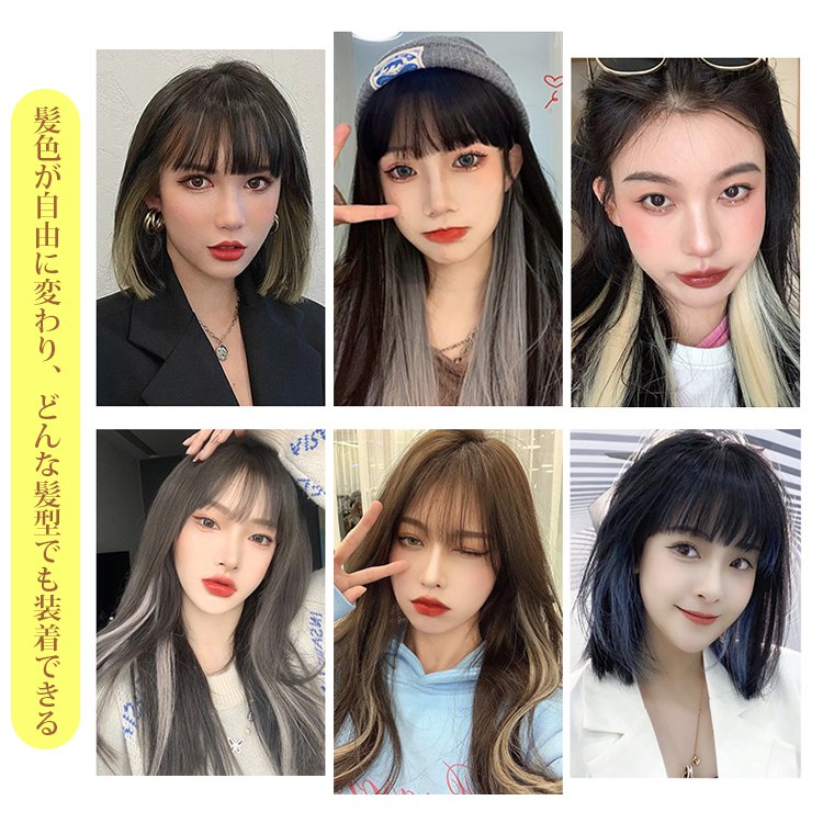 インナーカラーウィッグ 100 人毛 各色展開 ヘアアイロン使用可能 イヤリングカラー インナーカラー Noroomu Com