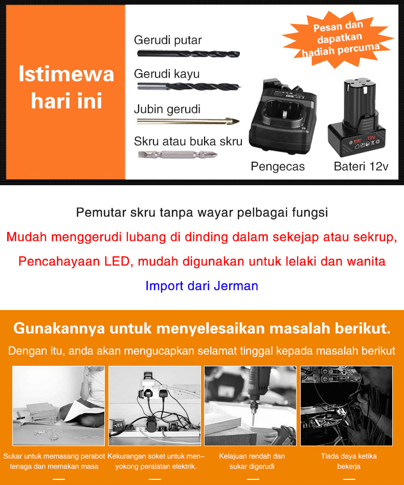 Pemutar Skru Tanpa Wayar Pelbagai Fungsi Roserome