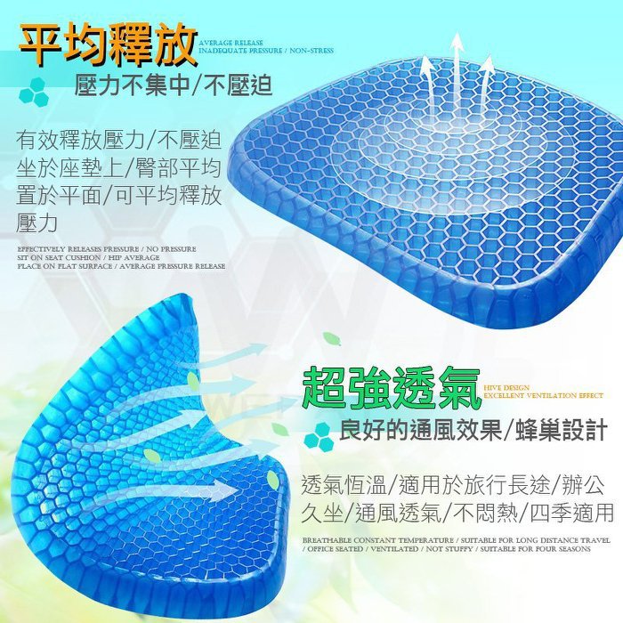 1617084726238588 日本超厲害黑科技【蜂窩凝膠坐墊】透氣舒適，緩震預防勞損，雞蛋都能保護