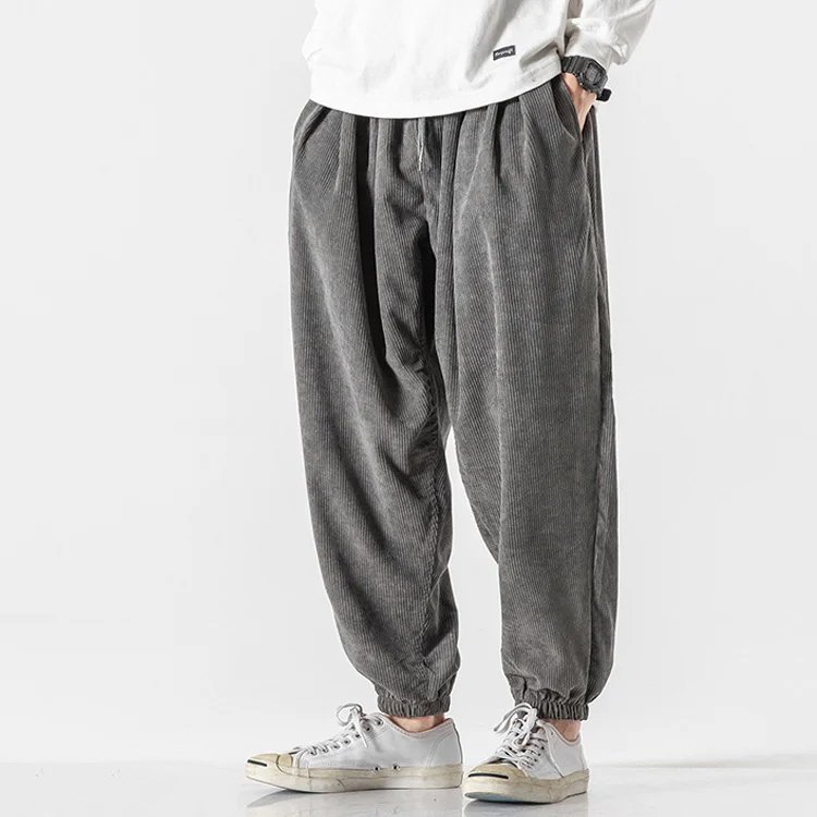 ズボン ワイドパンツ メンズ 袴パンツ コーデュロイ サルエルパンツ 秋 冬 ロング ズボン ビッグシルエット ストライプ 無地 カジュアル おしゃれ ゆったり 大きいサイズ Laakeke